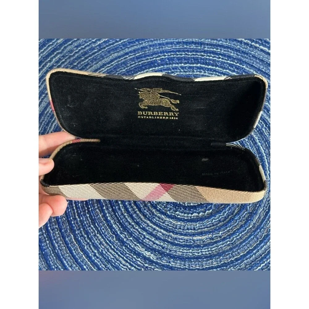 Burberry Nova Check Eyeglasses Hard Case Beige Black Plaid Glasses Case